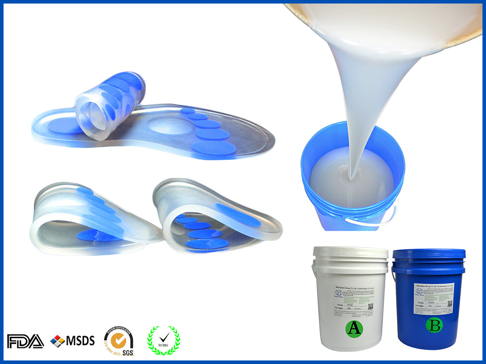 Liquid silicone for making inserts for shoes
